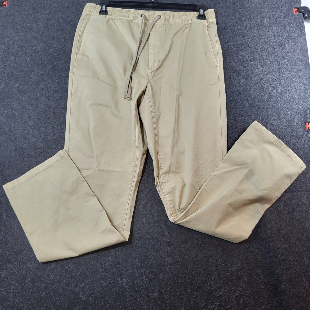 Orvis Mens Elastic Waist Chino Pants Tan Khaki Drawstring Cotton Stretch M 32